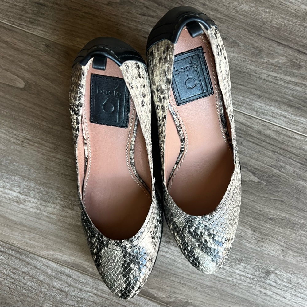 Bacio 61 Super High sexy wedge platform snake skin print 7.5 excellent condition - Picture 3 of 12